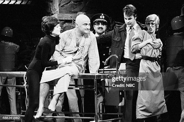 The Rolling Stones, Mayor Ed Koch" --Episode 1 -- Aired -- Pictured: Gilda Radner as Maureen, John Belushi as Hare Krishna, unknown, Dan Aykroyd as...