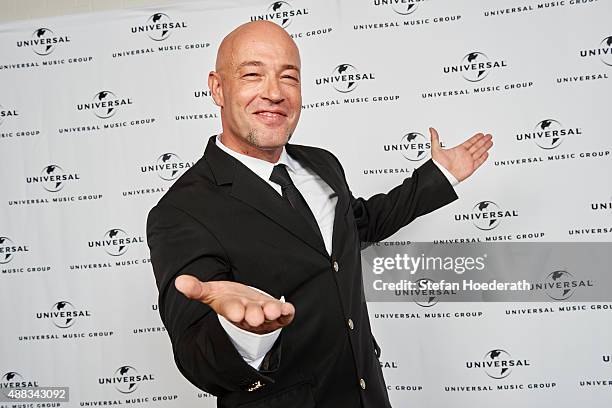 Singer Der Graf of Unheilig poses for a photo during Universal Inside 2015 organized by Universal Music Group at Mercedes-Benz Arena on September 15,...