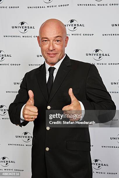 Singer Der Graf of Unheilig poses for a photo during Universal Inside 2015 organized by Universal Music Group at Mercedes-Benz Arena on September 15,...