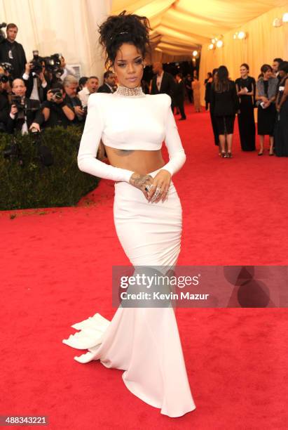 Rihanna attends the "Charles James: Beyond Fashion" Costume Institute Gala at the Metropolitan Museum of Art on May 5, 2014 in New York City.