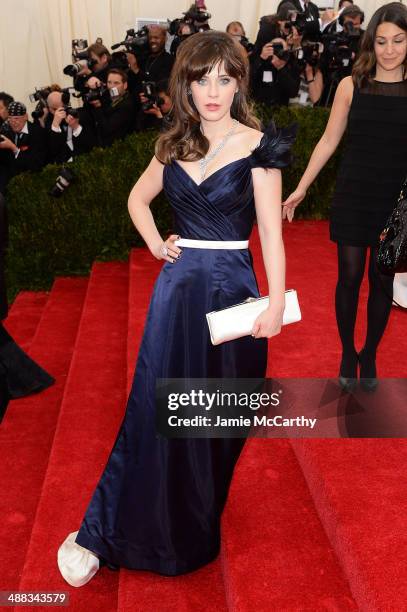 Zooey Deschanel attends the "Charles James: Beyond Fashion" Costume Institute Gala at the Metropolitan Museum of Art on May 5, 2014 in New York City.