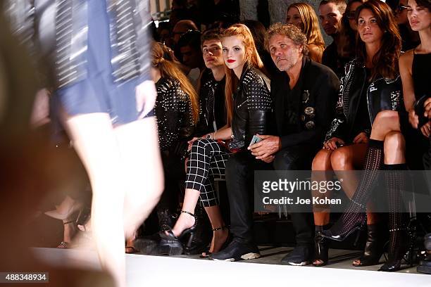 Gregg Sulkin, Bella Thorne, designer Renzo Rosso and Alessia Rosso attend Diesel Black Gold Spring show during 2016 New York Fashion Week on...