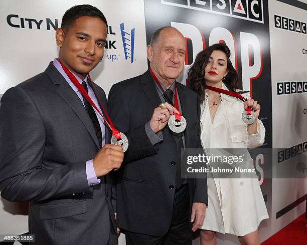 Nikhil Seetharam, Richard Gottehrer and Charli XCX attend Sesac's 2014 Pop Awards at The New York Public Library on May 5, 2014 in New York City.