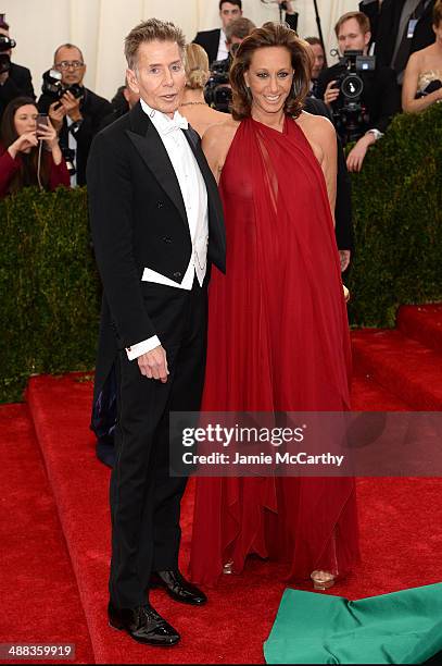 Designers Calvin Klein and Donna Karan attends the "Charles James: Beyond Fashion" Costume Institute Gala at the Metropolitan Museum of Art on May 5,...