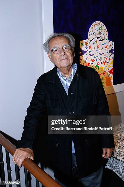 Journalist Bernard Pivot attends the 'Paintings Poems from Tahar Ben Jelloun - Furniture Scriptures from C.Saccomanno & O.Dayot' : Press Preview at...