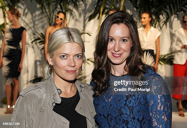 Stylist Kate Young and Stephanie Unwin attend Veronica Beard presentation Spring 2016 during New York Fashion Week on September 15, 2015 in New York...