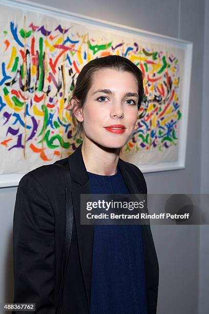 Charlotte Casiraghi attends the 'Paintings Poems from Tahar Ben Jelloun - Furniture Scriptures from C.Saccomanno & O.Dayot' : Press Preview at...