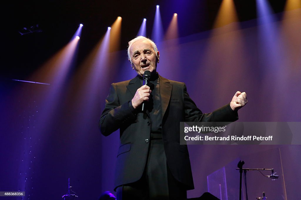 Charles Aznavour Performs At Palais des Sports In Paris