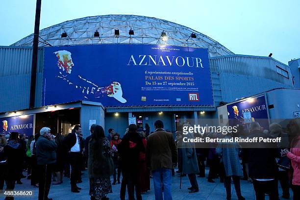 Illustration view of the Concert of singer Charles Aznavour at Palais des Sports on September 15, 2015 in Paris, France.