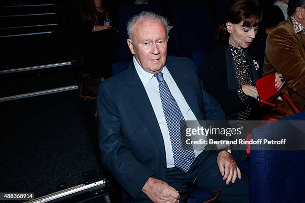 Journalist Philippe Bouvard attends the Concert of singer Charles Aznavour at Palais des Sports on September 15, 2015 in Paris, France.