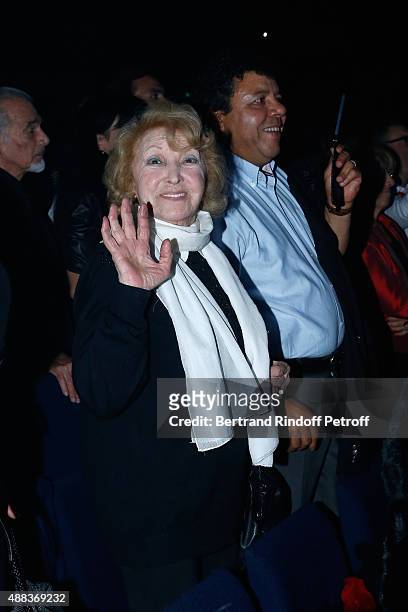Sister of Charles Aznavour, Aida Aznavour attends the Concert of singer Charles Aznavour at Palais des Sports on September 15, 2015 in Paris, France.