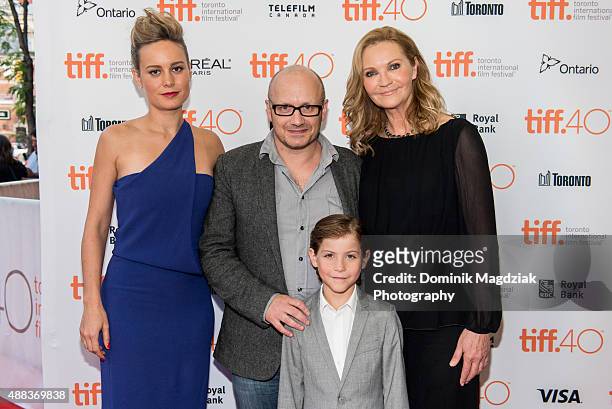 Actress Brie Larson, director Lenny Abrahamson, actor Jacob Tremblay and actress Joan Allen attend the "Room" premiere during the 2015 Toronto...