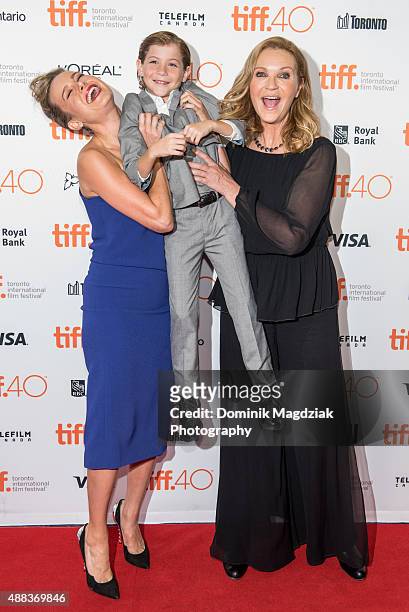 Actress Brie Larson, actor Jacob Tremblay and actress Joan Allen attend the "Room" premiere during the 2015 Toronto International Film Festival at...