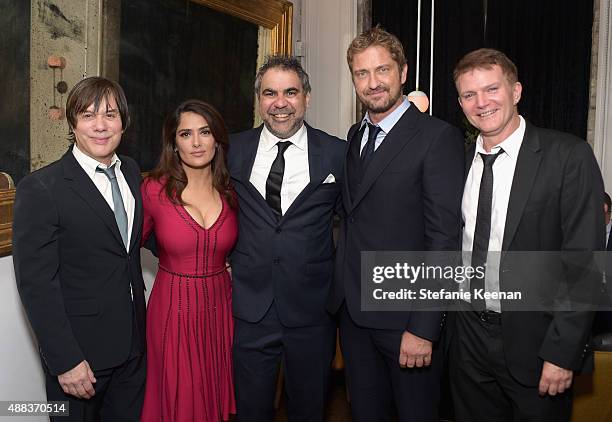 Producer Alan Siegel, actress Salma Hayek, director Wayne Blair, actor Gerard Butler and producer Les Weldon attend the Septembers of Shiraz TIFF...