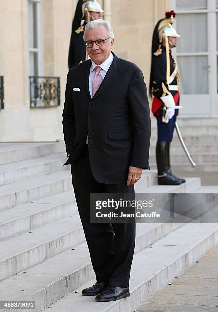 Chef Alain Ducasse arrives at the State Dinner honoring Japanese Prime Minister at Elysee Palace on May 5, 2014 in Paris, France.