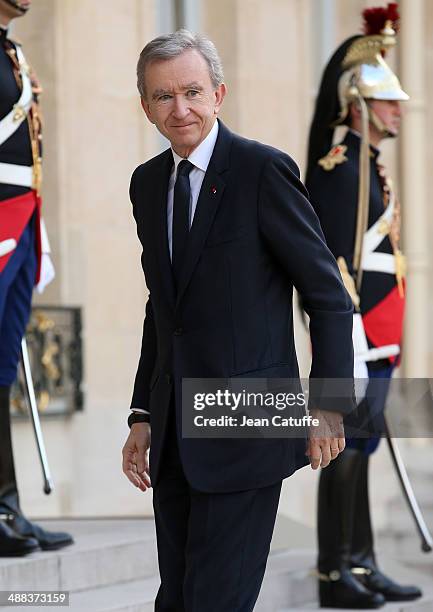 Of LVMH Bernard Arnault arrives at the State Dinner honoring Japanese Prime Minister at Elysee Palace on May 5, 2014 in Paris, France.