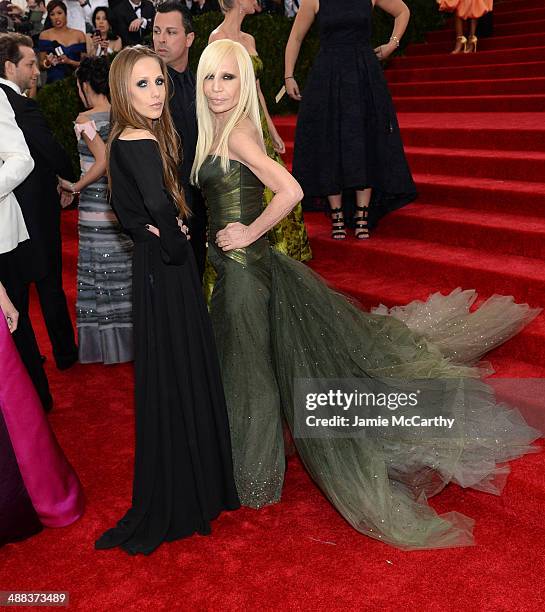 Allegra Versace and Donatella Versace attends the "Charles James: Beyond Fashion" Costume Institute Gala at the Metropolitan Museum of Art on May 5,...
