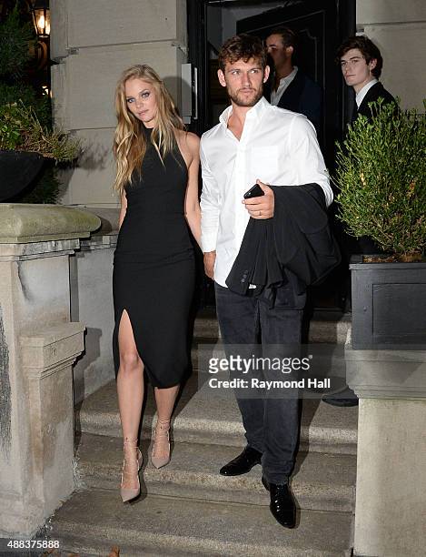 Model Marloes Horst and actor Alex Pettyfer are seen on the Upper East Side on September 15, 2015 in New York City.