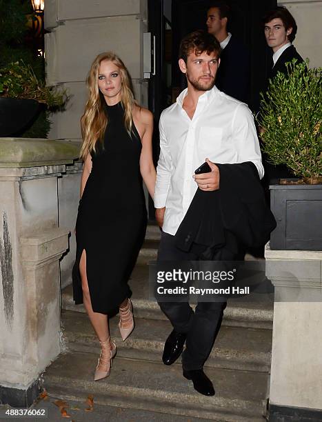 Model Marloes Horst and actor Alex Pettyfer are seen on the Upper East Side on September 15, 2015 in New York City.