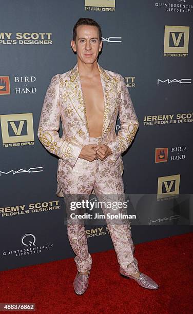 Designer Jeremy Scott attends the "Jeremy Scott: The People's Designer" New York premiere at The Paris Theatre on September 15, 2015 in New York City.