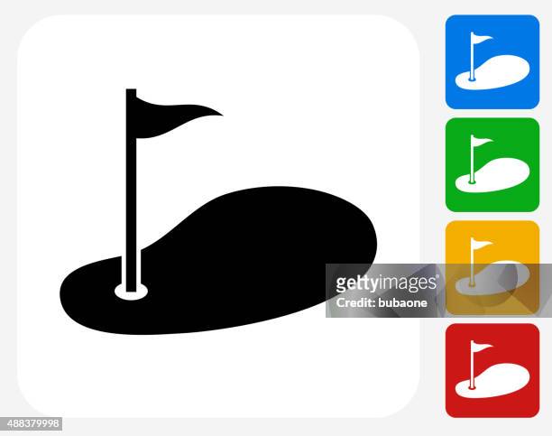 ilustraciones, imágenes clip art, dibujos animados e iconos de stock de iconos plana diseño gráfico de golf - golf flag