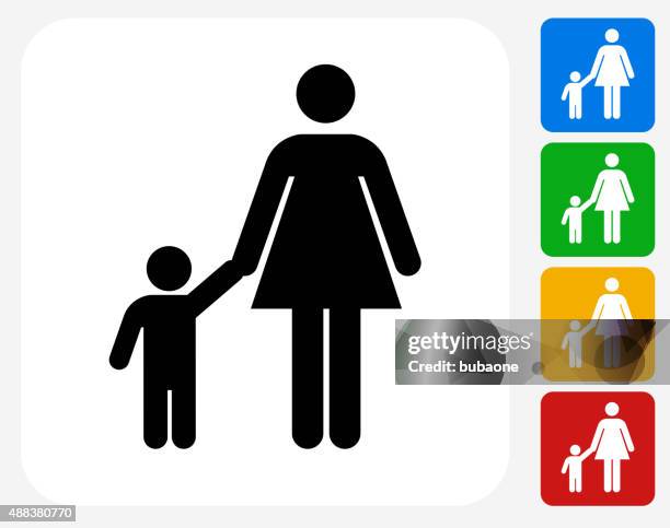 mother and boy family icon flat graphic design - nanny 幅插畫檔、美工圖案、卡通及圖標