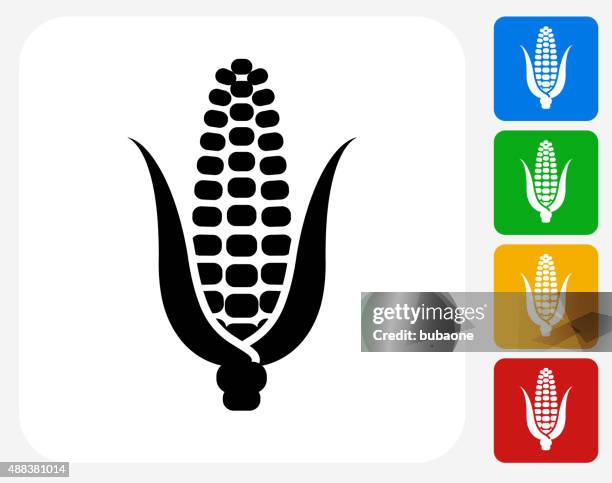 corn icon flat graphic design - corn cob vector stock illustrations