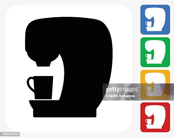 coffee machine icon flat graphic design - coffee machine white background stock illustrations