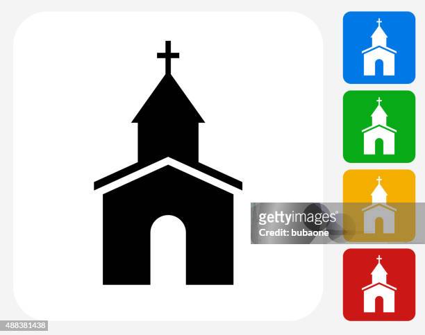 illustrazioni stock, clip art, cartoni animati e icone di tendenza di chiesa icona piatto di design grafico - torre con guglia