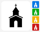 Church Icon Flat Graphic Design