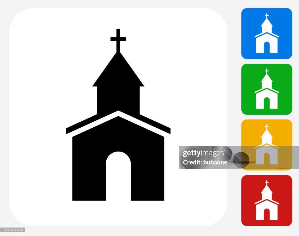 Church Icon Flat Graphic Design