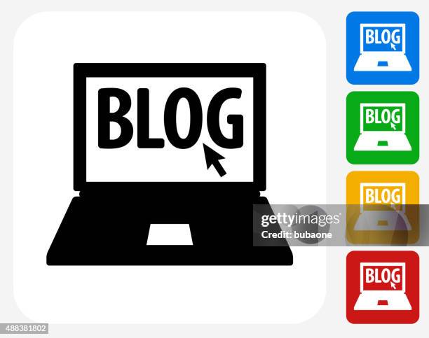 blog computer icon flat graphic design - screen cursor stock illustrations