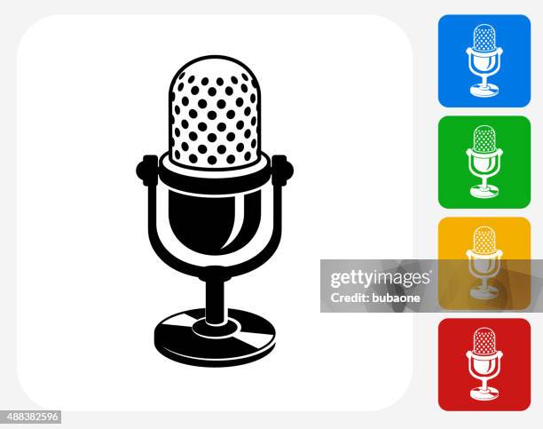 microphone icon flat graphic design - data reporting icons stock illustrations