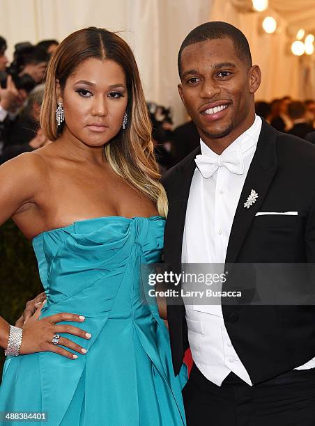 Elaina Watley and NFL player Victor Cruz attend the "Charles James: Beyond Fashion" Costume Institute Gala at the Metropolitan Museum of Art on May...