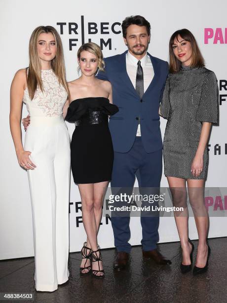 Actors Zoe Levin, Emma Roberts and James Franco and writer/director Gia Coppola attend the premiere of Tribeca Film's "Palo Alto" at the Directors...