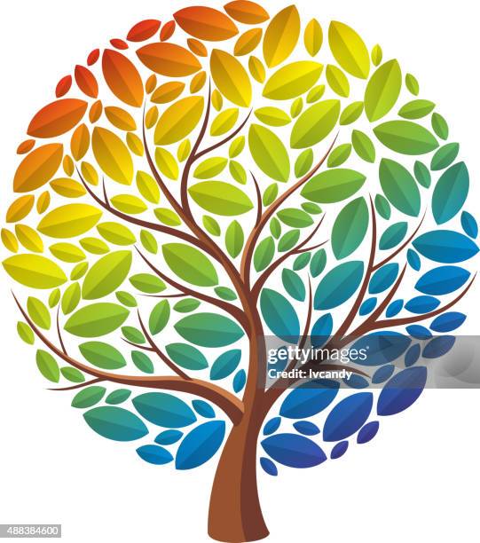 rainbow tree - rainbow tree stock illustrations