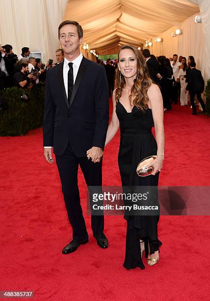 Actor Edward Norton and filmmaker Shauna Robertson attend the "Charles James: Beyond Fashion" Costume Institute Gala at the Metropolitan Museum of...