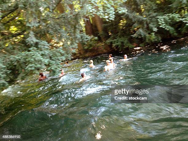 eisbach swimmers munich germany - eisbach river stock pictures, royalty-free photos & images