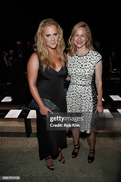 Amy Schumer and Laura Linney attend Narciso Rodriguez fashion show during Spring 2016 New York Fashion Week at SIR Stage37 on September 15, 2015 in...