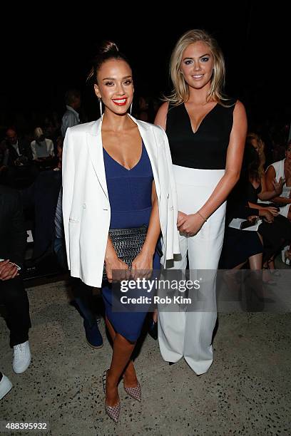 Jessica Alba and Kate Upton attend Narciso Rodriguez fashion show during Spring 2016 New York Fashion Week at SIR Stage37 on September 15, 2015 in...