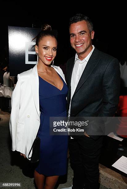 Jessica Alba and Cash Warren attend Narciso Rodriguez fashion show during Spring 2016 New York Fashion Week at SIR Stage37 on September 15, 2015 in...