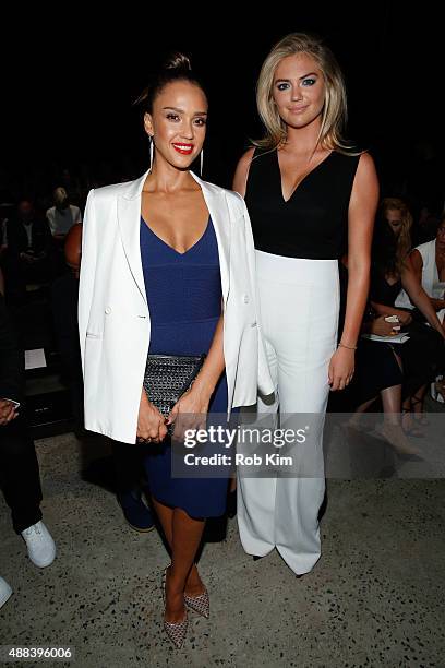 Jessica Alba and Kate Upton attend Narciso Rodriguez fashion show during Spring 2016 New York Fashion Week at SIR Stage37 on September 15, 2015 in...