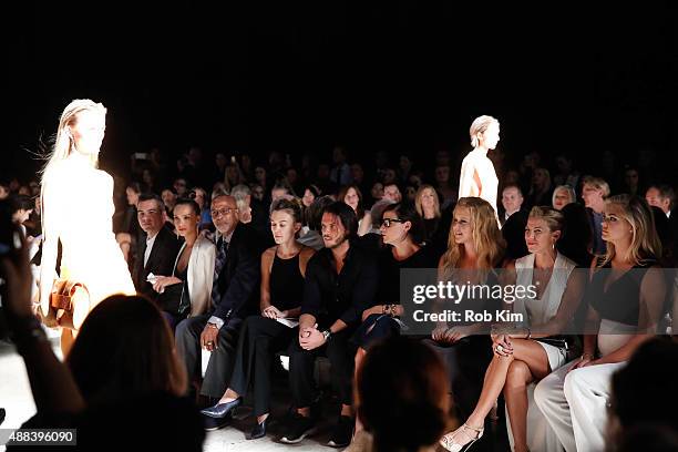 Cash Warren, Jessica Alba, Amy Schumer, Jessica Seinfeld, Kate Upton and Laura Linney attend Narciso Rodriguez fashion show during Spring 2016 New...