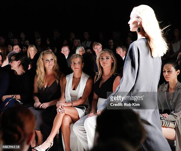 Amy Schumer, Jessica Seinfeld and Kate Upton attends Narciso Rodriguez fashion show during Spring 2016 New York Fashion Week at SIR Stage37 on...