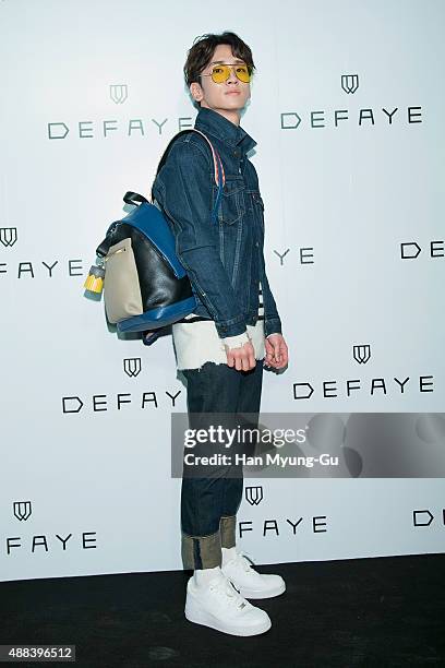 Key of South Korean boy band SHINee attends the launch party for DEFAYE flagship store on September 15, 2015 in Seoul, South Korea.