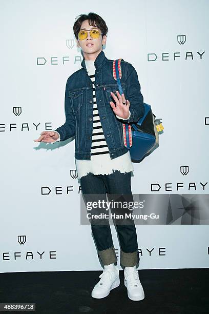 Key of South Korean boy band SHINee attends the launch party for DEFAYE flagship store on September 15, 2015 in Seoul, South Korea.