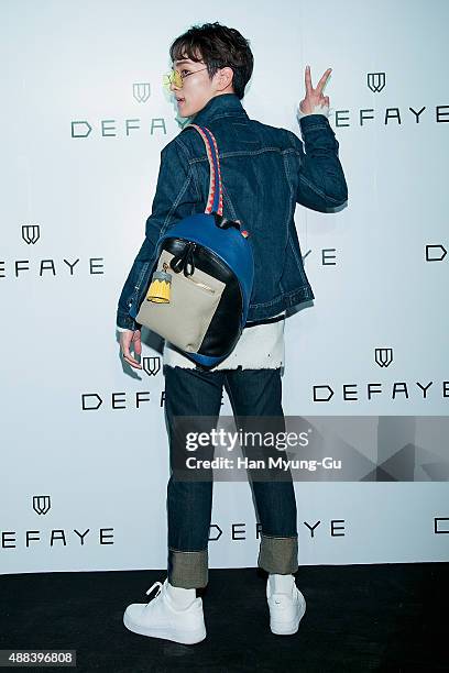 Key of South Korean boy band SHINee attends the launch party for DEFAYE flagship store on September 15, 2015 in Seoul, South Korea.