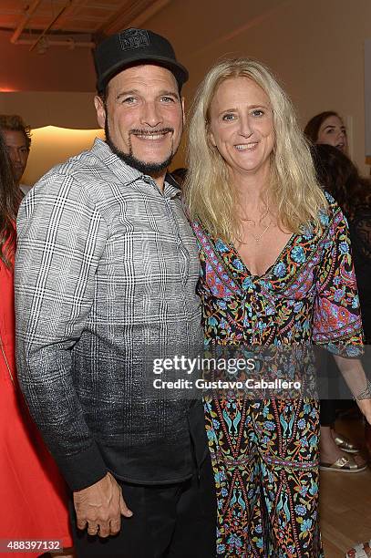 Designers Phillip Bloch and Nanette Lepore pose at PANDORA Jewelry X Nanette Lepore at New York Fashion Week on September 15, 2015 in New York City.