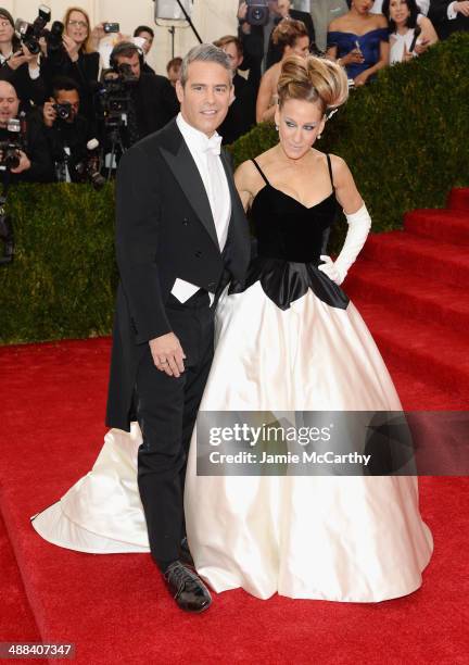 Andy Cohen and Sarah Jessica Parker attend the "Charles James: Beyond Fashion" Costume Institute Gala at the Metropolitan Museum of Art on May 5,...