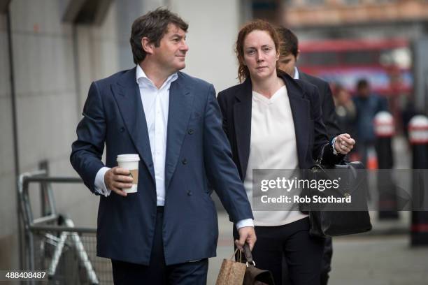 Former News International chief executive Rebekah Brooks and her husband Charlie Brooks arrive at the Old Bailey on May 6, 2014 in London, England....